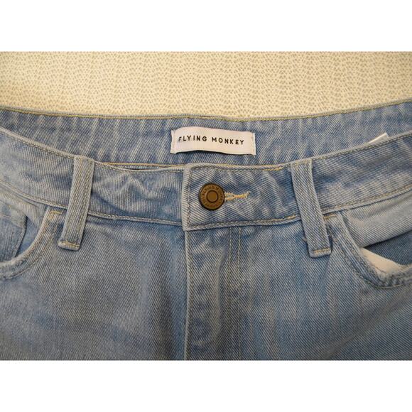 Flying Monkey Women's Distressed Mom Jeans Light Wash Straight Leg Size 30 Denim - Picture 6 of 7
